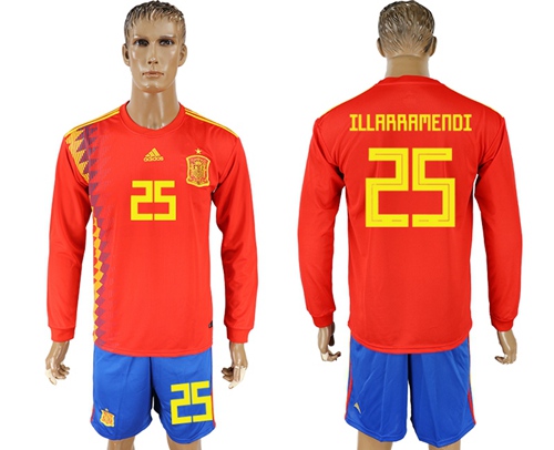 Spain #25 Illarramendi Red Home Long Sleeves Soccer Country Jersey - Click Image to Close
